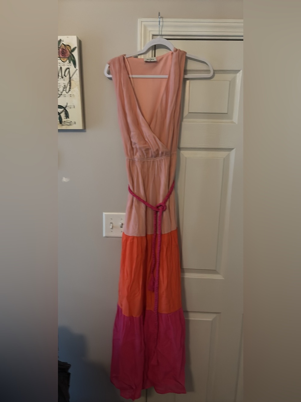 Aura Colorblock Maxi Dress in Blush, Orange & Magenta
